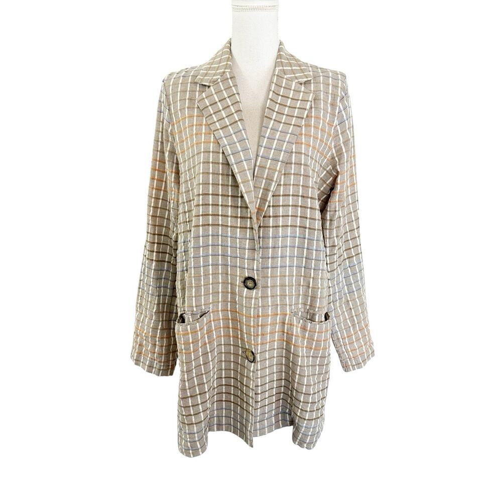 Free People Womens Oversized Better Together Blazer Jacket Size Medium Taupe - Picture 2 of 9